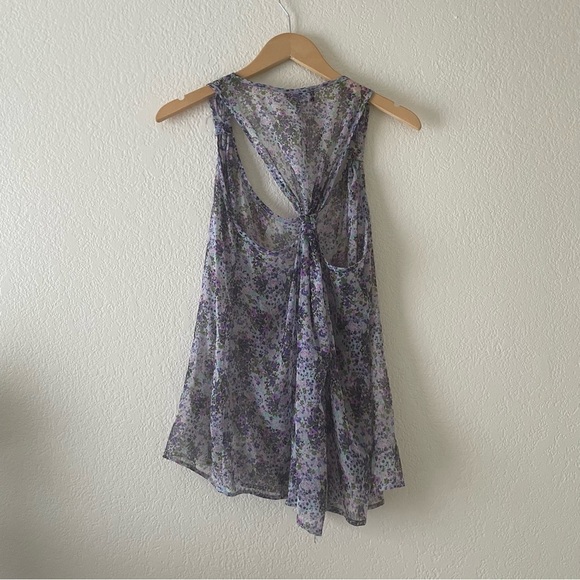 Aqua Floral Racerback Sheer Blouse - Picture 4 of 4